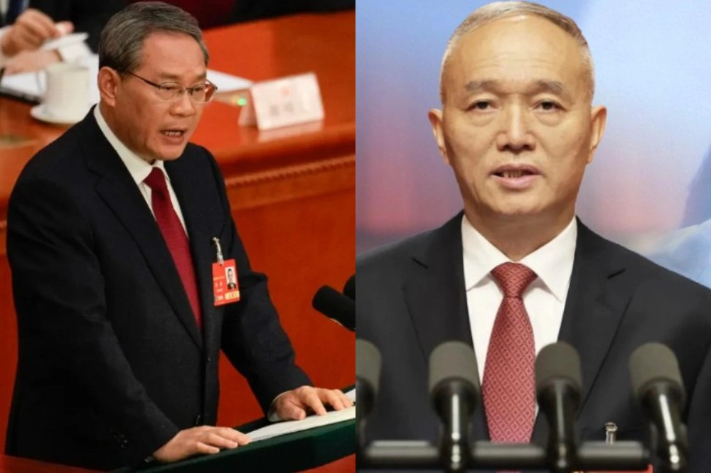 李強（左）和蔡奇都曾在浙江任職，各有自己的地方勢力，習的「之江新軍」實際上四分五裂。（合成畫面／美聯社／X平台）