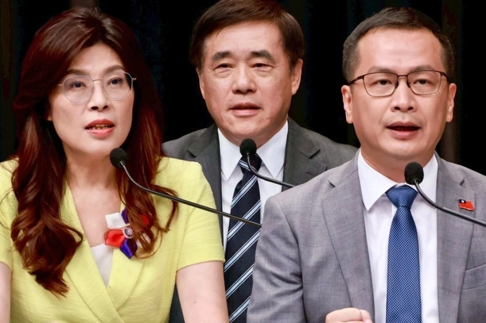 國民黨主席選情激烈,鄭麗文(左起)、郝龍斌、羅智強各有優勢。(合成照片)