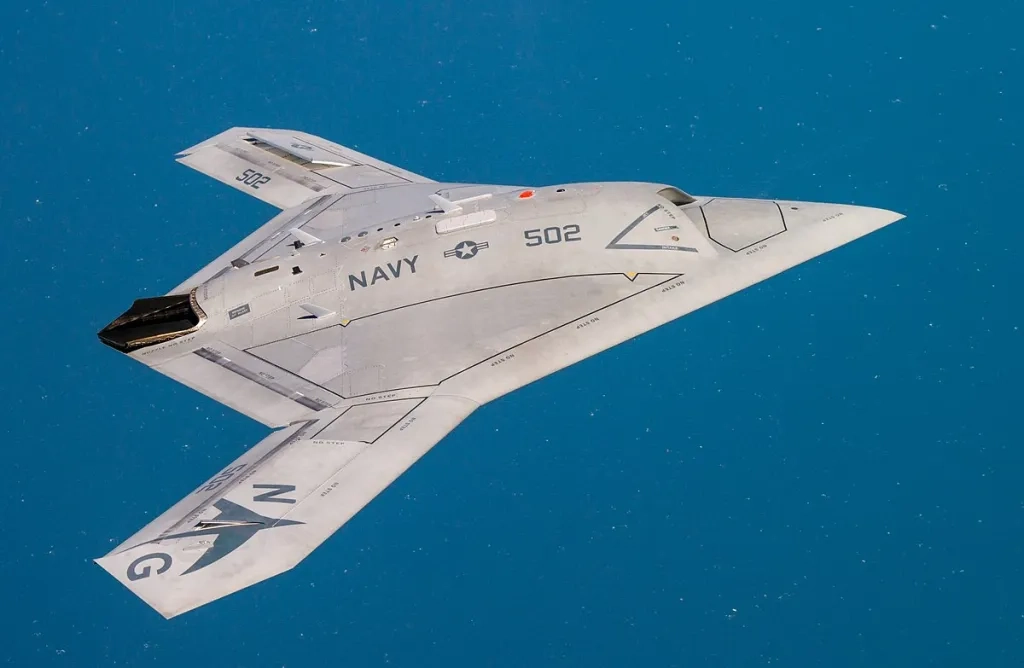X-47B示範機是諾格公司研發的曲柄風箏構型無人機。(取自美國海軍網站)