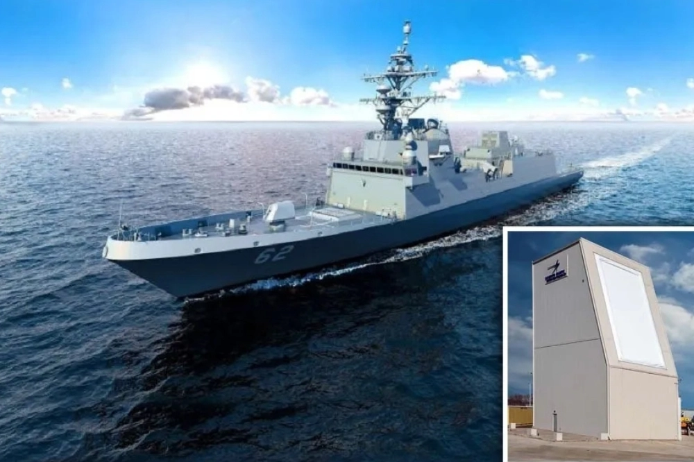 為了小神盾作戰艦防空戰力,國軍派人赴美評估採購AN/SPY-7主動式相列雷達系統(小圖)。大圖為為USS Constellation FFG-62。(合成畫面/美國國防部、Lockheed Martin官網)