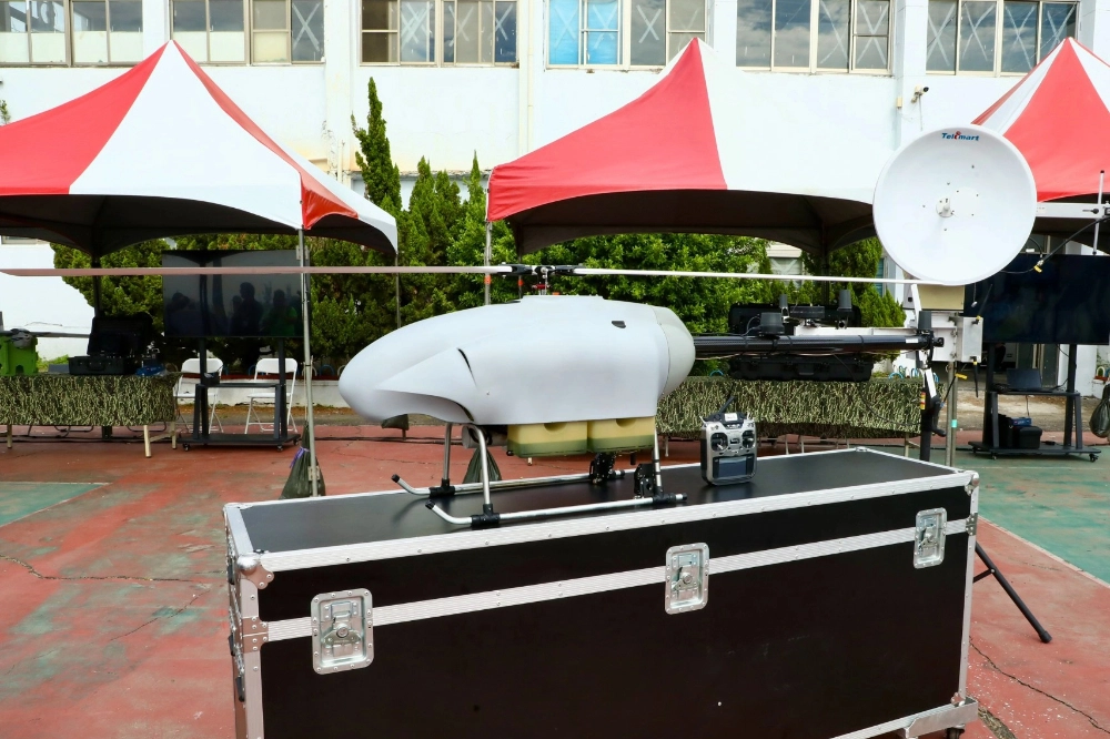 艦載型監偵無人機。（記者王侑聖攝）