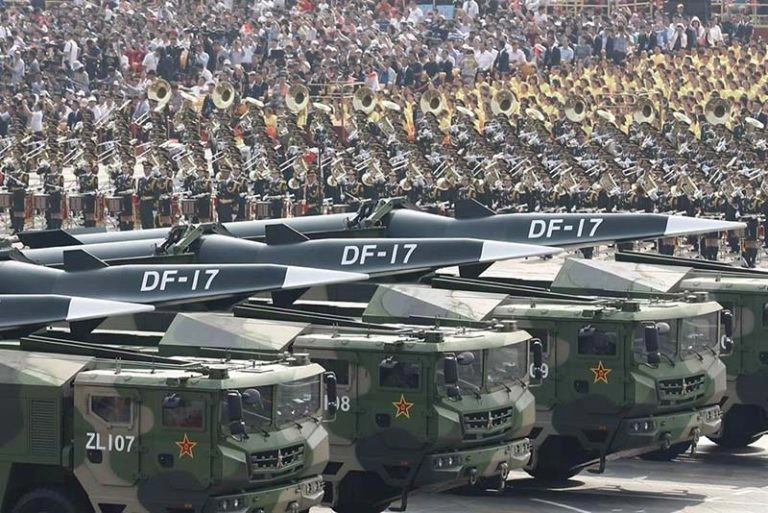 弓四飛彈成功運用氮化鎵技術與遙測系統，提升攔截解放軍新型東風-17（圖）高超音速彈道飛彈的能力。（中新網）