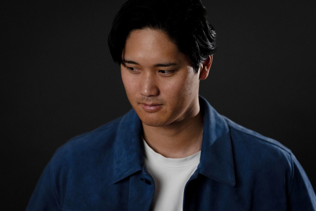 大谷翔平獲獎採訪。(美聯社)