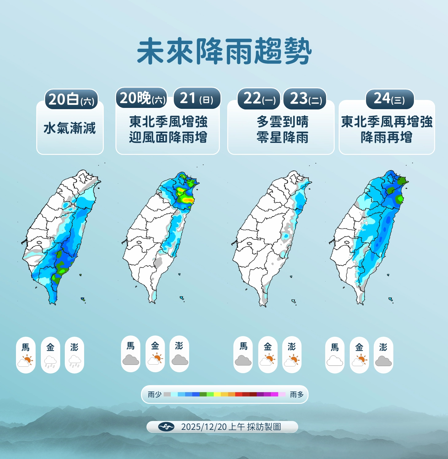 降雨趨勢。（氣象署提供）