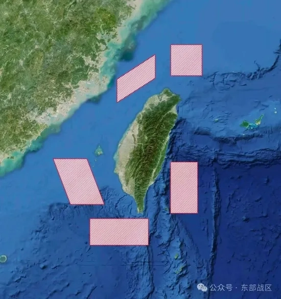 解放軍東部戰區公布繞台軍演範圍。(取自微博)