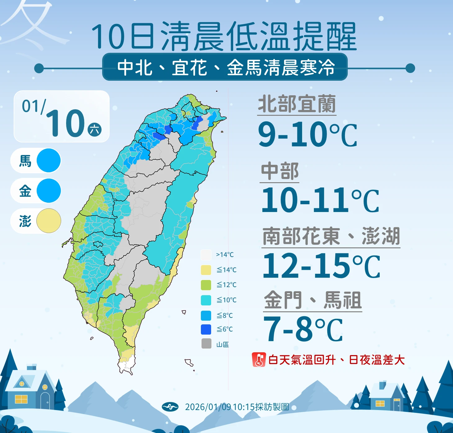 低溫提醒。(氣象署提供)