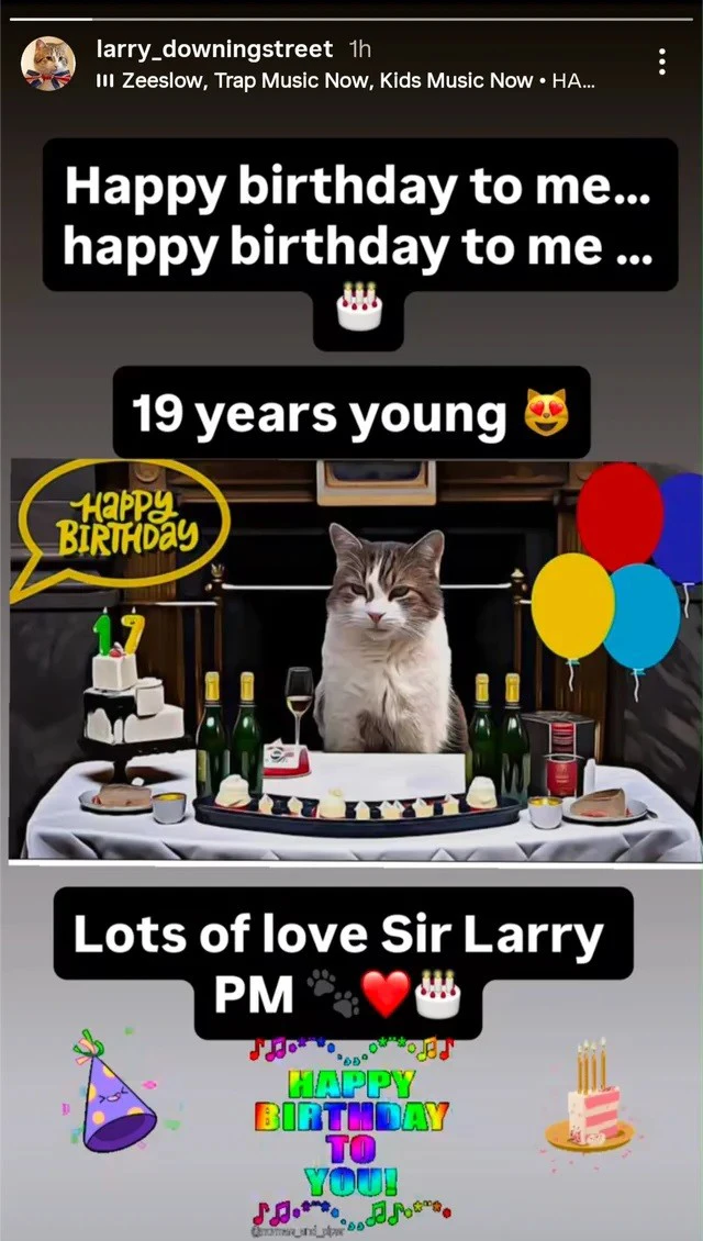 賴瑞的官方帳號於2026年1月13日也發文幫牠慶祝生日。（取自官方帳號）