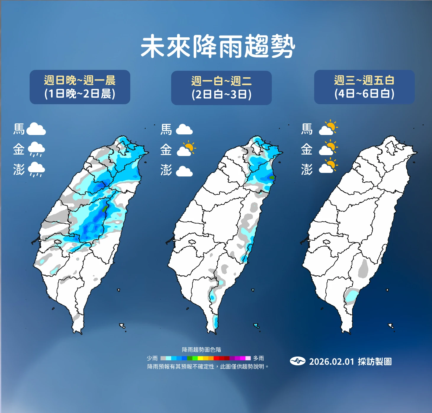 一週降雨趨勢。(氣象署提供)