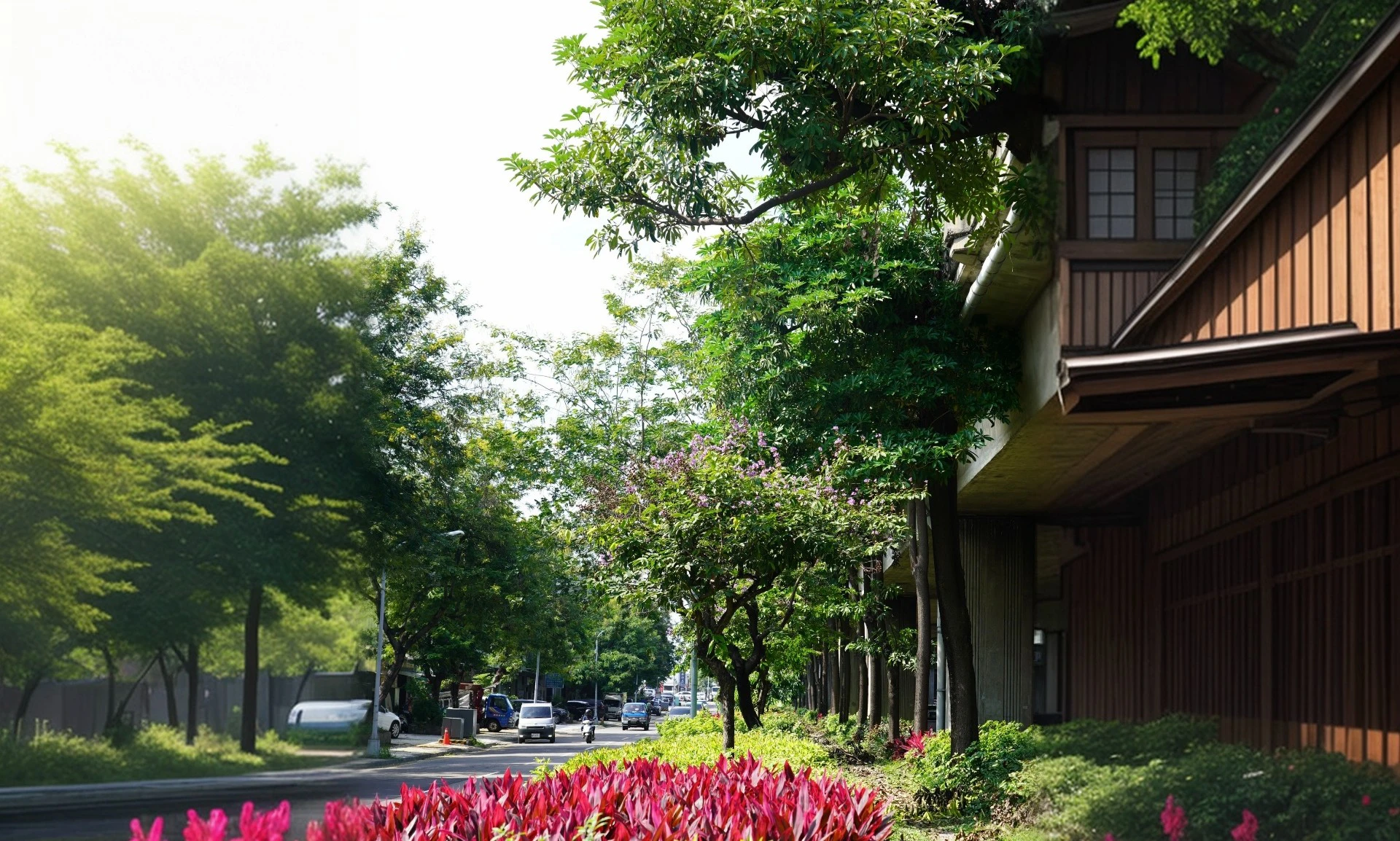 台中市政府以打造「帶狀綠色廊道」為目標,透過植栽優化與景觀整理,營造城市綠意與舒適步行環境。(圖/台中市政府建設局)