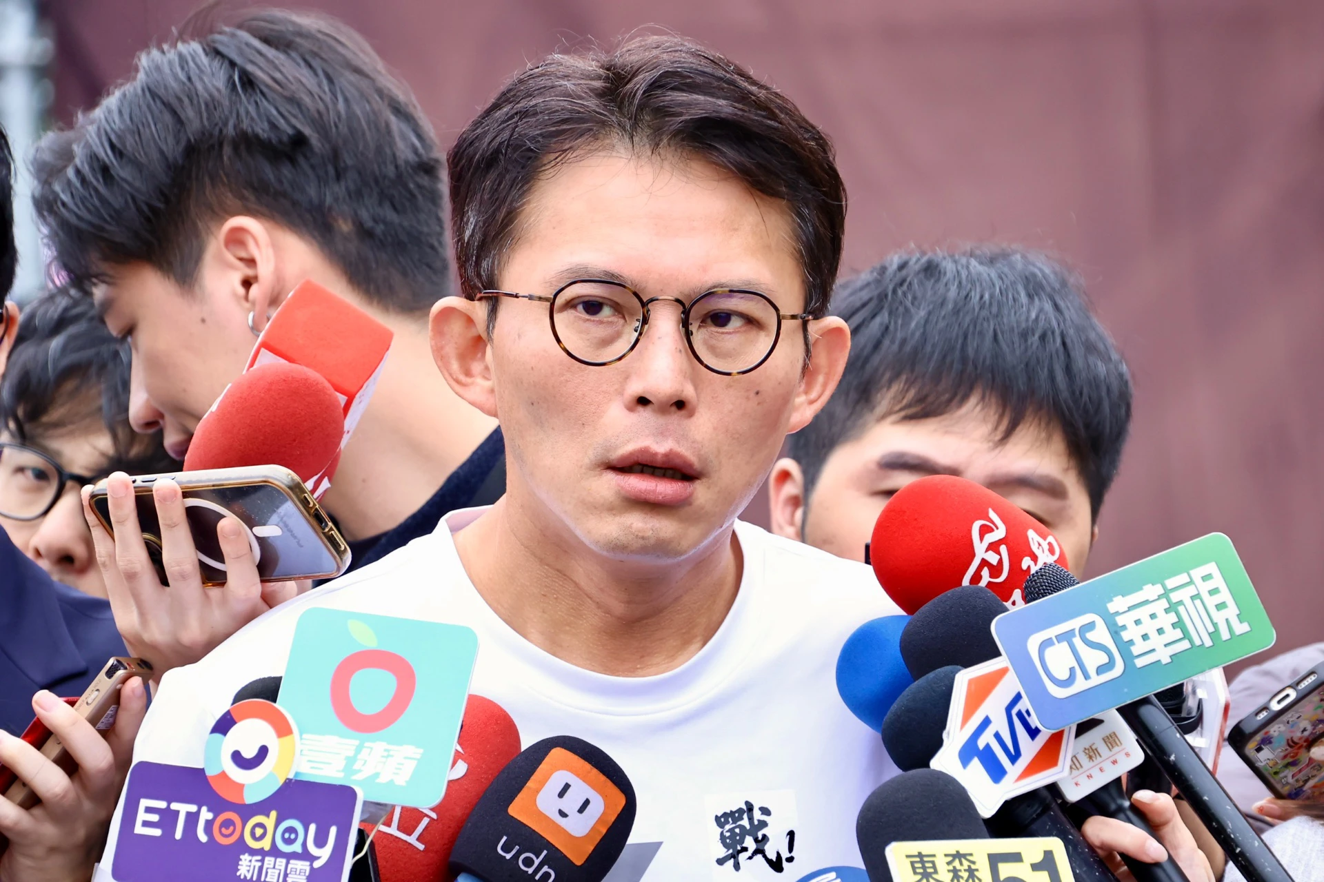 民眾黨主席黃國昌表示，這場活動的核心是針對台灣司法制度是否能讓人民信賴所為。（王侑聖攝）