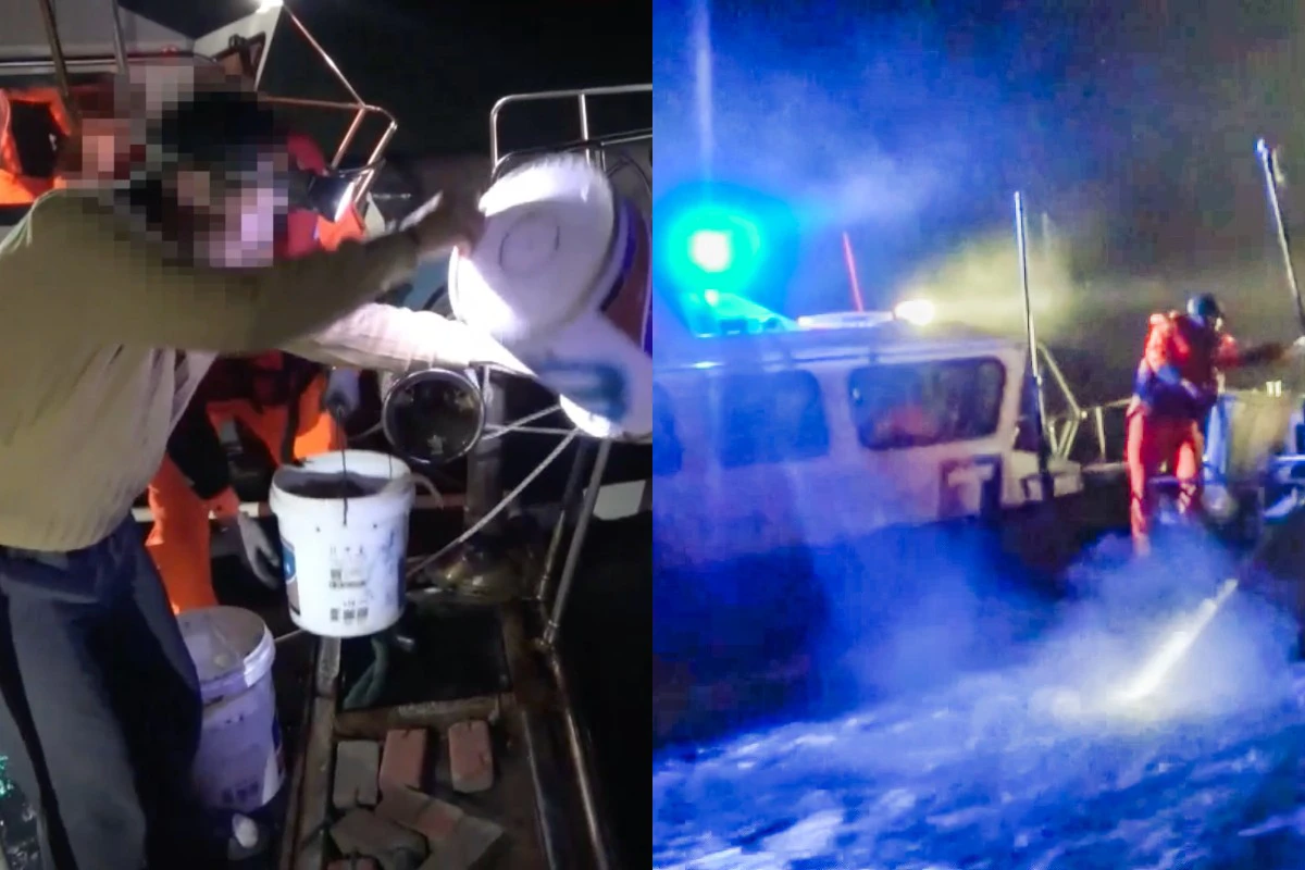 中國三無船暗夜偷闖金門海域　海巡登檢扣留2船員