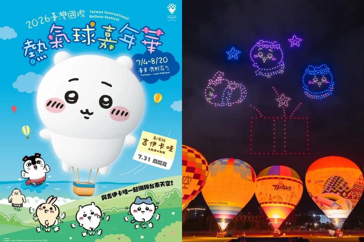 2026 台東熱氣球嘉年華攜手吉伊卡哇!繫留體驗門票這天開賣、光雕音樂會無人機煙火秀+卡司一次看 -- 上報