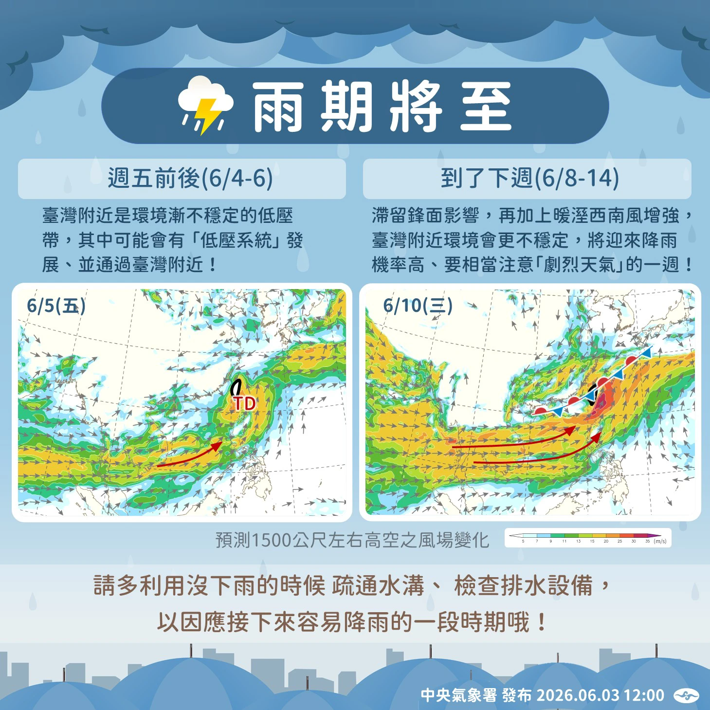 【一週天氣】南海低壓明晚逼近台灣　週五起降雨恐連日劇烈天氣