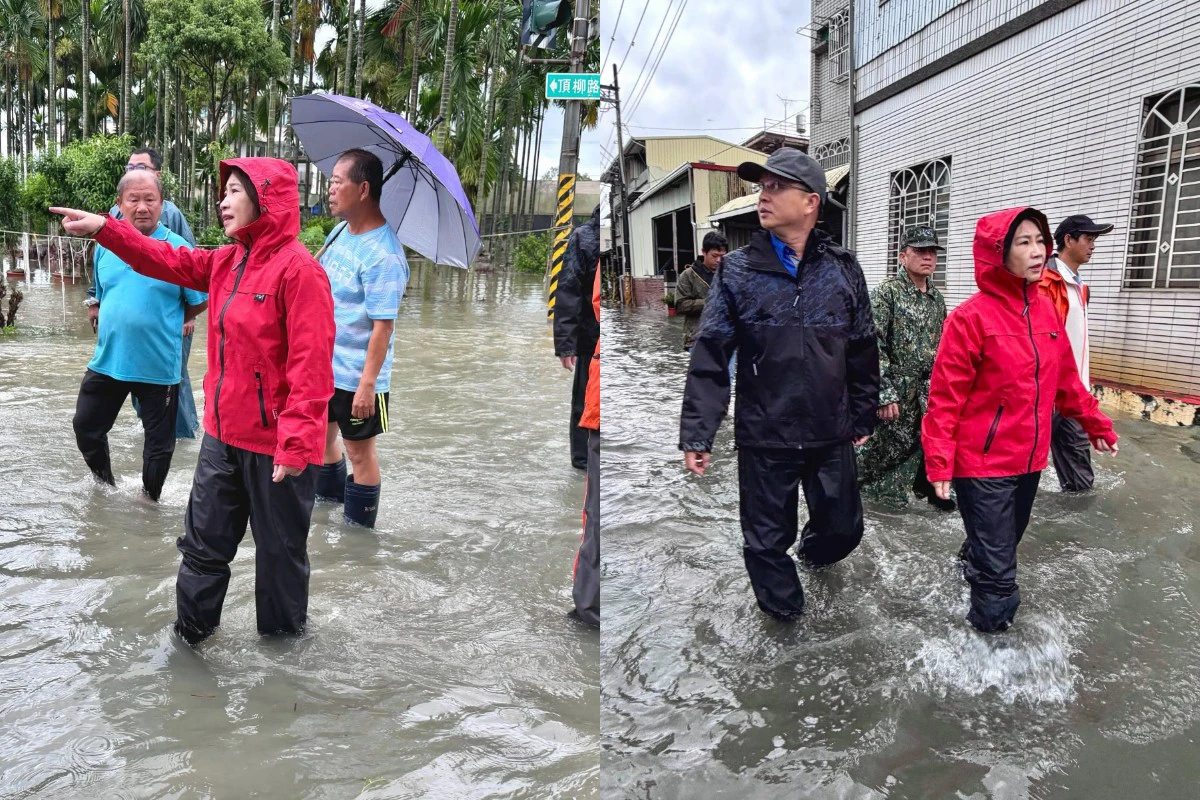 屏東多處淹水　周春米涉水視察災情向鄉親致歉