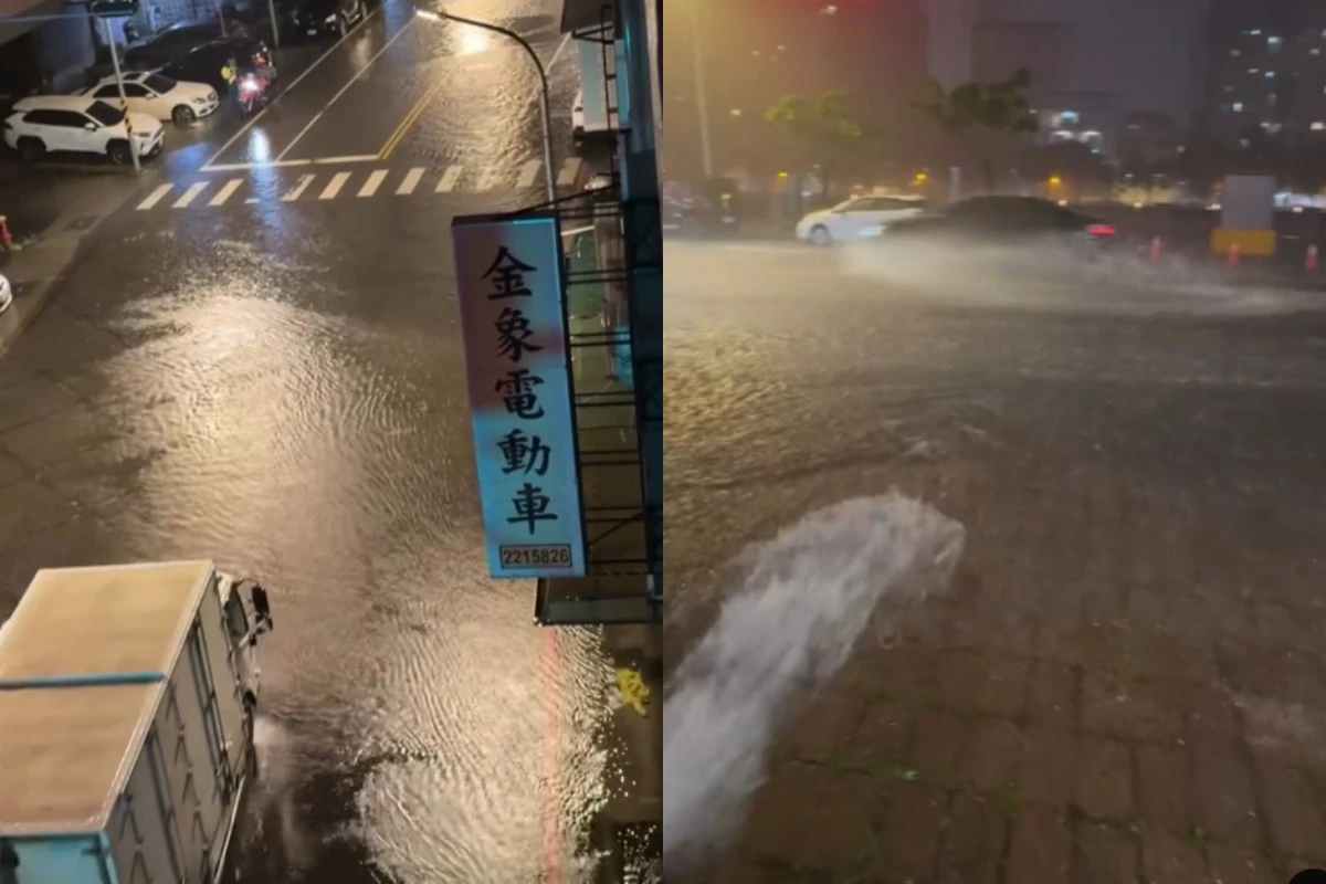 雨勢太猛！台南安平傳淹水災情　網驚：快淹到半個輪胎高