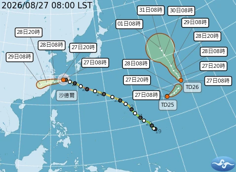 颱風預測路徑。(氣象署提供)