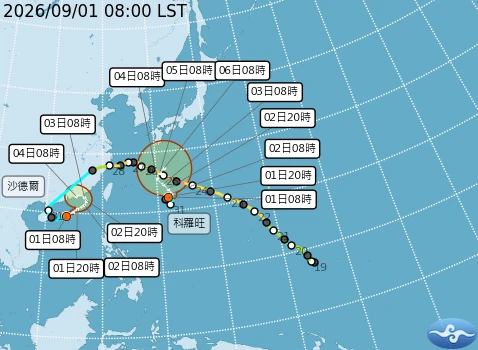 颱風預測路徑。（氣象署提供）
