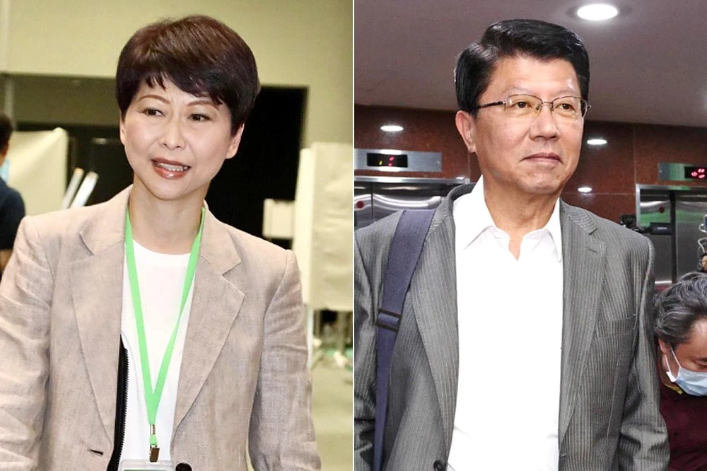 陳亭妃與謝龍介交手6次，大多勝出，因而自信喊出「台南400年第一女市長」。（合成照片／王侑聖、陳愷巨攝）