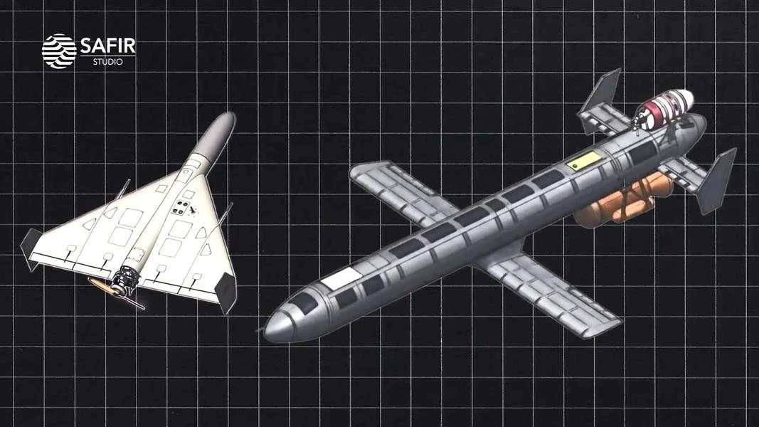 相較於「見證者」無人機典型的三角翼布局，「天竺葵-5」擁有極具辨識度的圓柱狀細長機體。（取自SAFIR STUDIO）