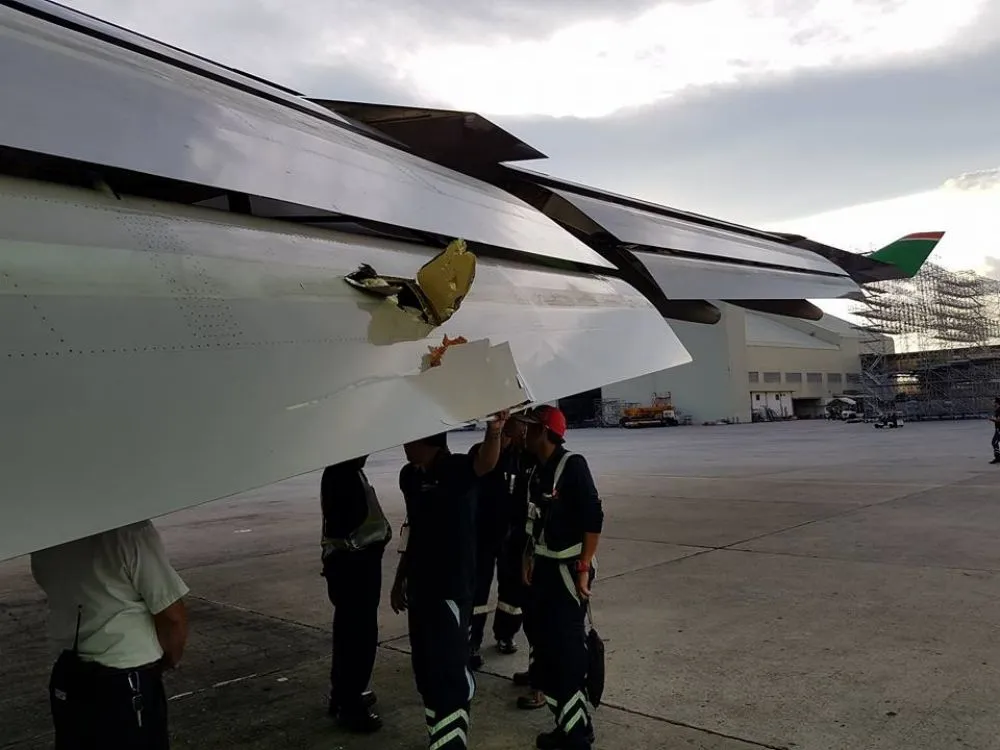 馬尼拉機場跑道有缺陷　長榮機翼破損