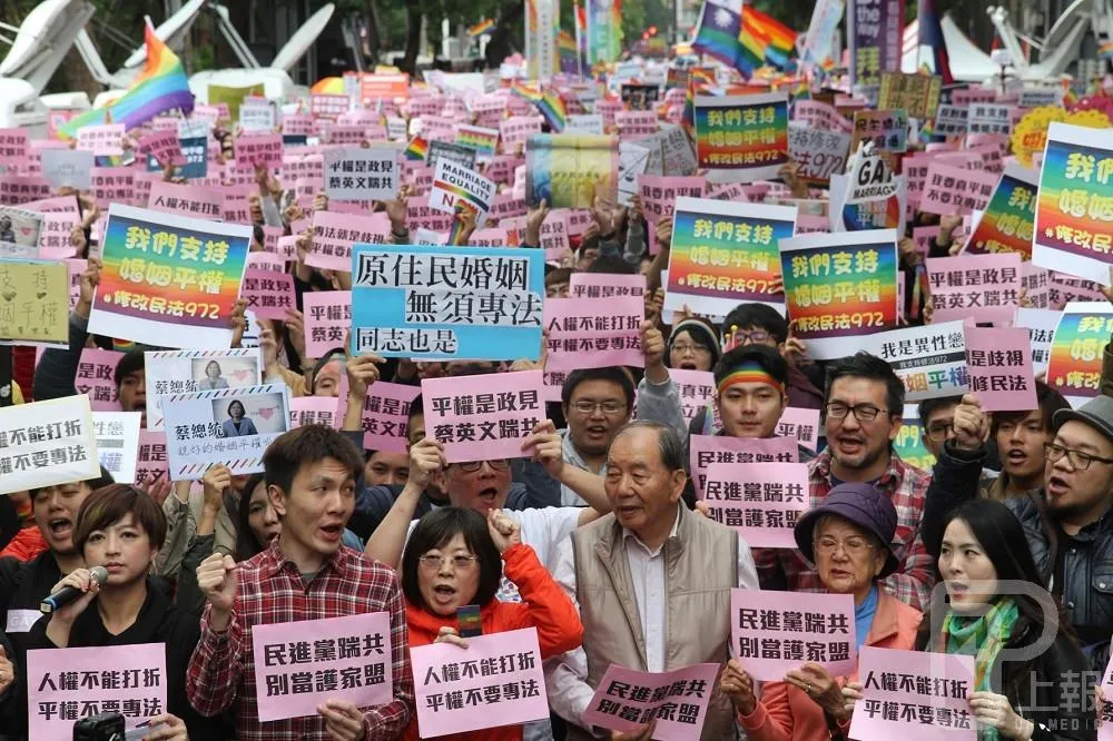 婚姻平權公聽會》「平權不要專法」　8000人堵立院要小英踹共