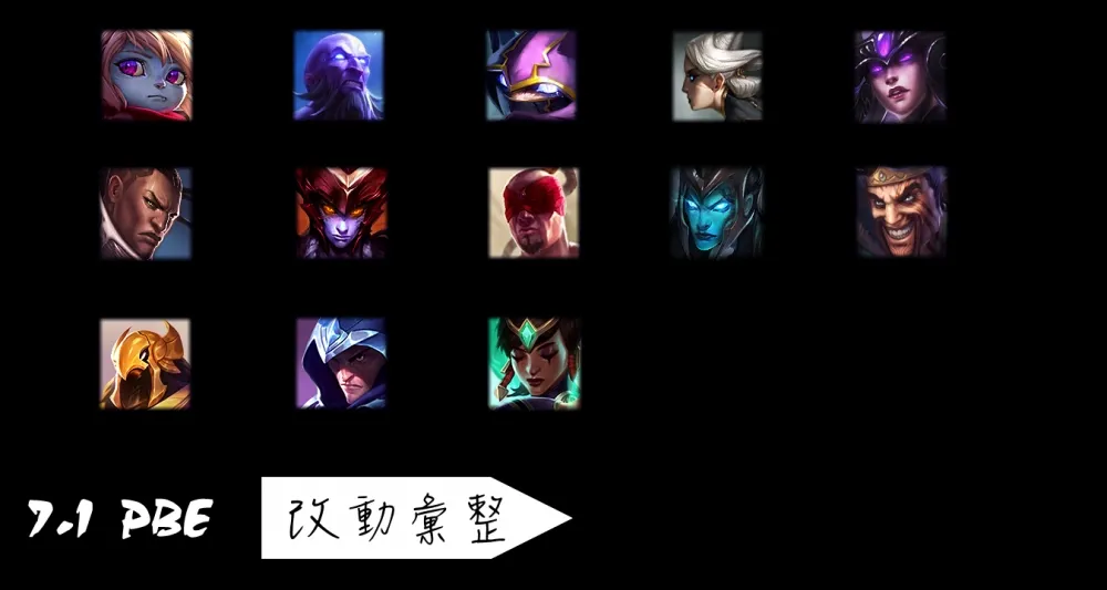 【英雄聯盟】7.1 PBE 測試服改動彙整：平衡改動