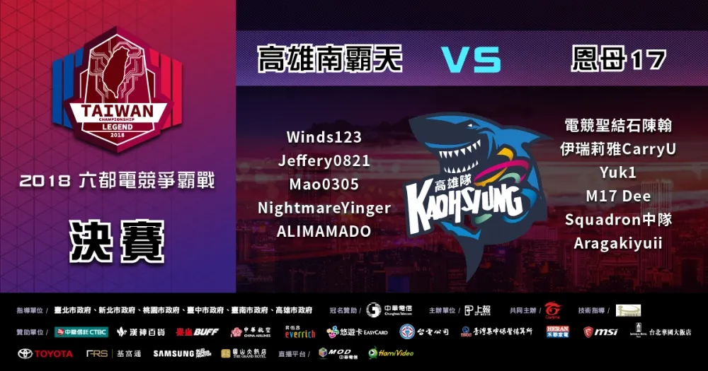 【2018六都電競】高雄決賽8/11登場　南霸天面臨嚴酷考驗