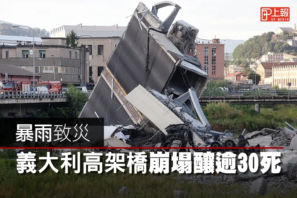 【影片】暴雨致災　義大利高架橋崩塌釀逾30死
