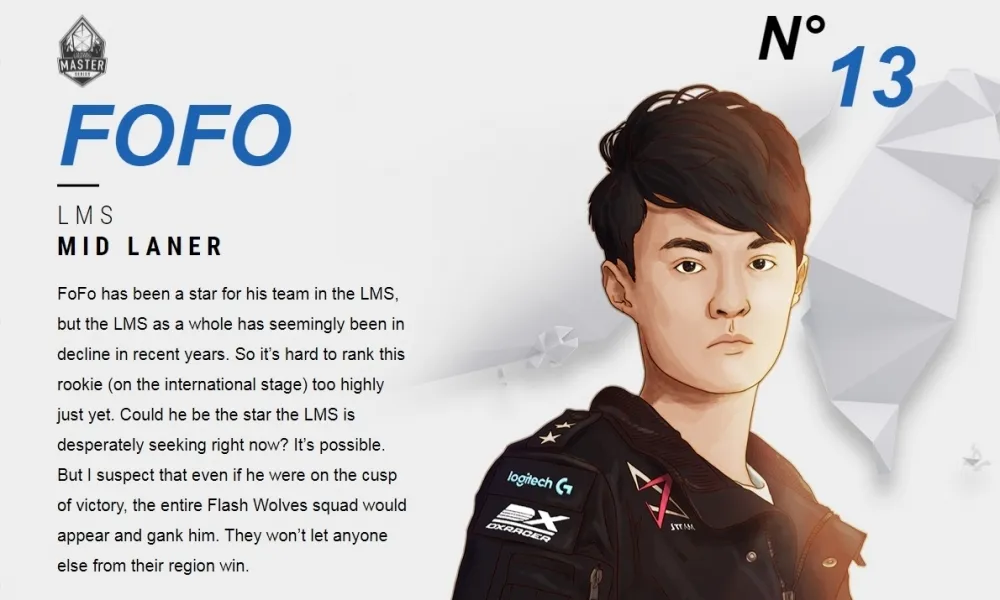 【英雄聯盟明星賽】Riot單挑賽戰力評比：LMS最高FoFo排名十三　Faker第二僅次Uzi