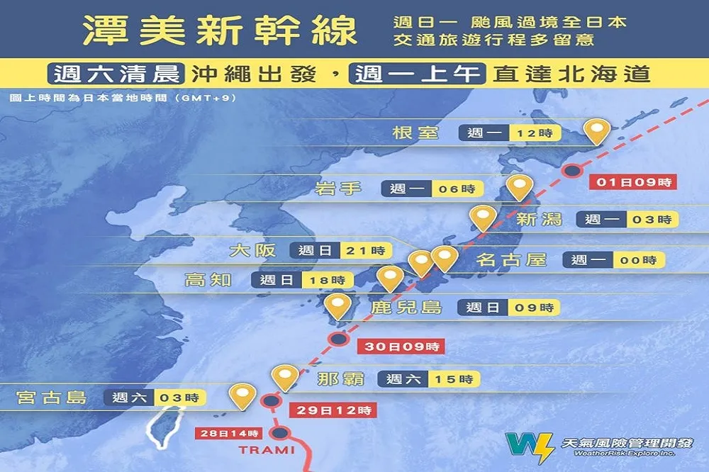 【「潭美新幹線」站站都停】橫掃全日本　首站沖繩12萬戶停電 