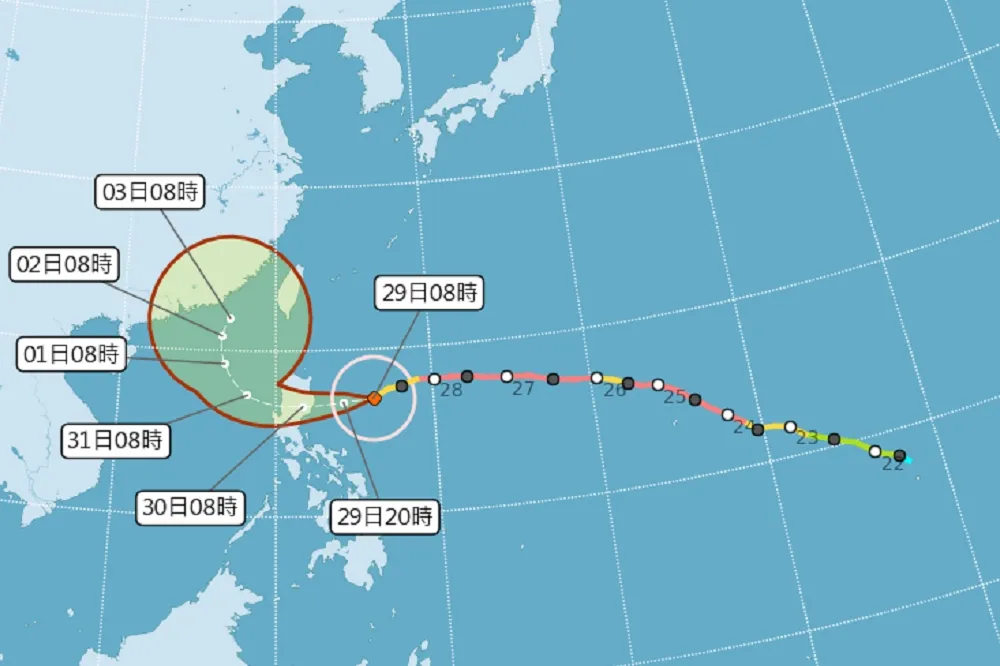 當心「玉兔」北轉！　颱風外圍環流30日起恐挾豪雨