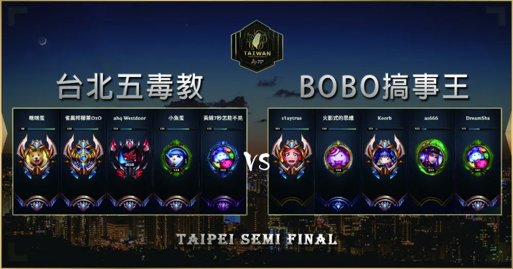【2019六都電競】四強賽賽前分析：台北五毒教 vs. BOBO搞事王
