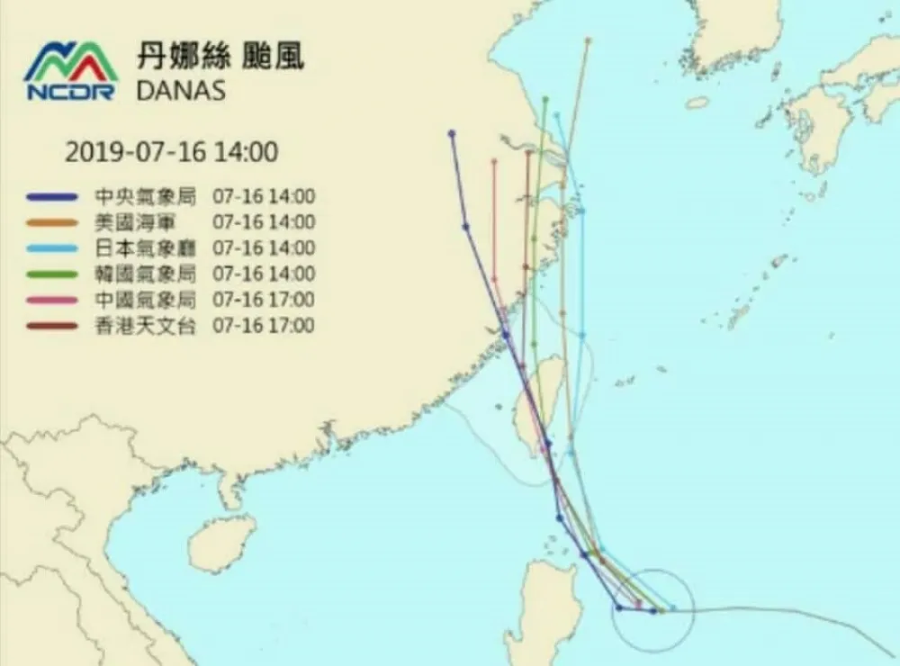 【一張圖秒懂】氣象誰最準　日本預測丹娜絲「走自己的東路」奪冠