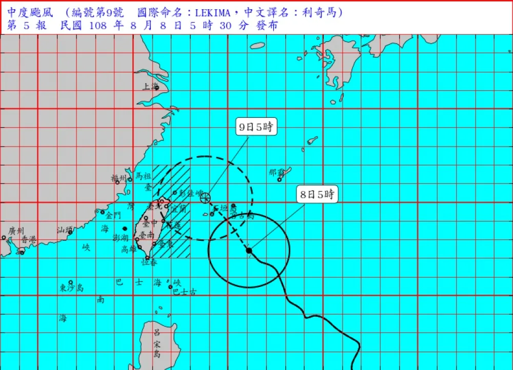 【颱風最新消息】利奇馬增為強烈颱風　8:30已發海陸警報