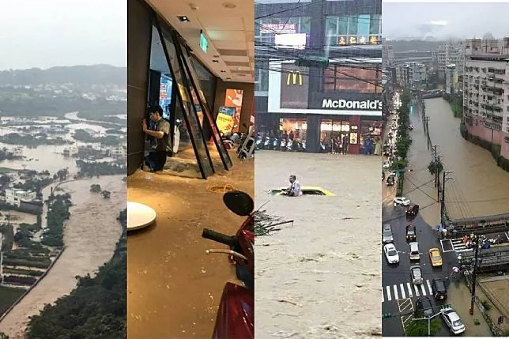 真的超猛！豪大雷雨狂掃北台灣　黃沙滾滾灌流成河
