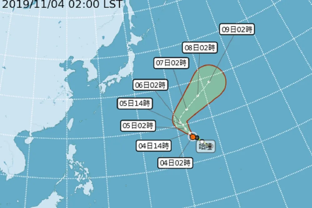 11月第1颱「哈隆」北轉中！　低溫探20°C、沿海刮10級強風