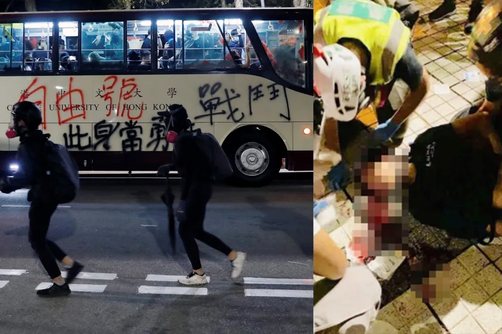 【香港停課中】黑衣人墜樓倒臥街頭死亡　示威者持續圍堵交通、防守各大學