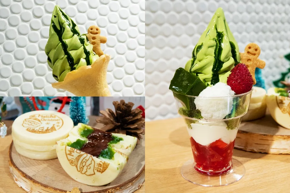 【有片】抹茶杏仁豆腐買一送一、京站獨家推出抹茶甜甜圈！一〇八抹茶茶廊白色聖誕限定甜點上市