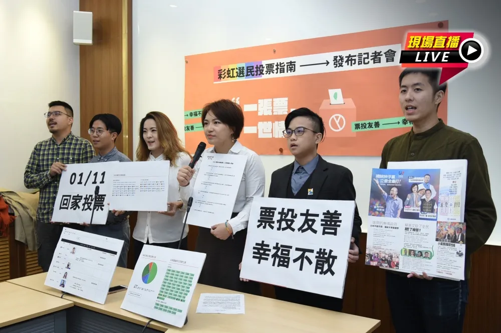 【直播】2020大選逼近！　挺同團體公布「彩虹投票指南」