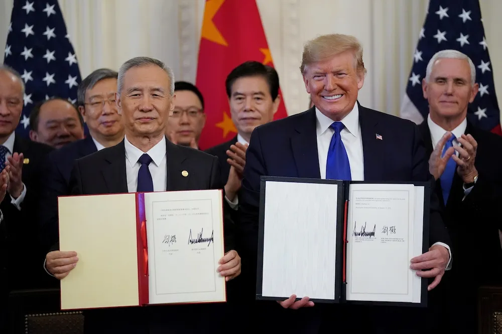美中簽署第一階段協議   　中國放軟增購2000億美元貿易戰暫時停火