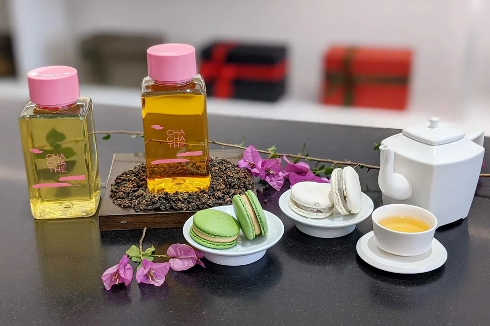 咬的到整顆核桃仁！采采食茶 4/30 推出「抹茶黑糖、芝麻核桃」馬卡龍　冷泡茶換粉色新裝迎夏