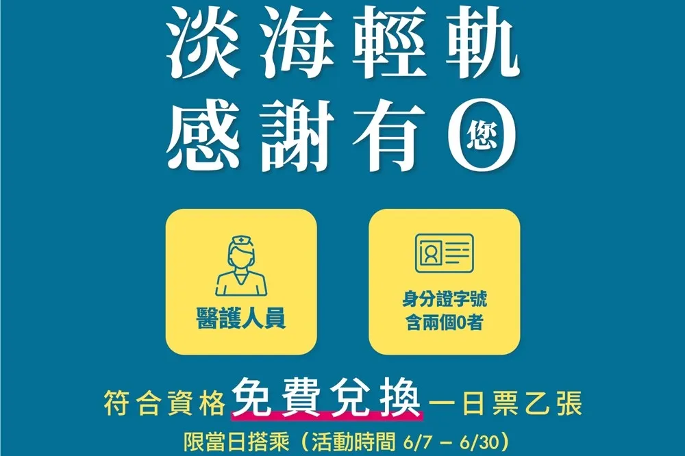 【列車時刻表】來淡海輕軌「大口呼吸」！醫護人員、身份證號有兩個 0 免費搭