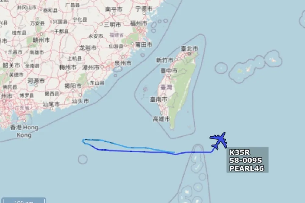 美軍機KC-135巡弋巴士海峽　返航時順便航經中國南海「巡水田」
