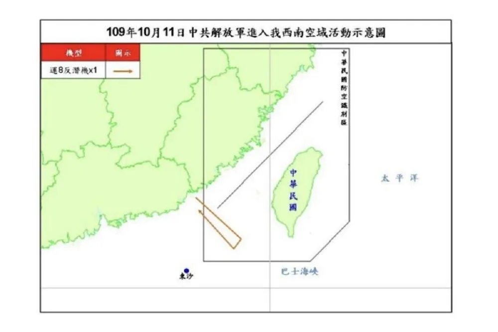 解放軍機運八再侵台ADIZ　我軍「防空飛彈追監」廣播驅離