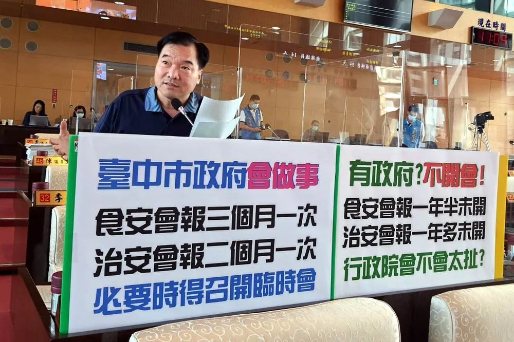 議員關心治安、食安會報召開頻率　台中市府上緊發條定期召開