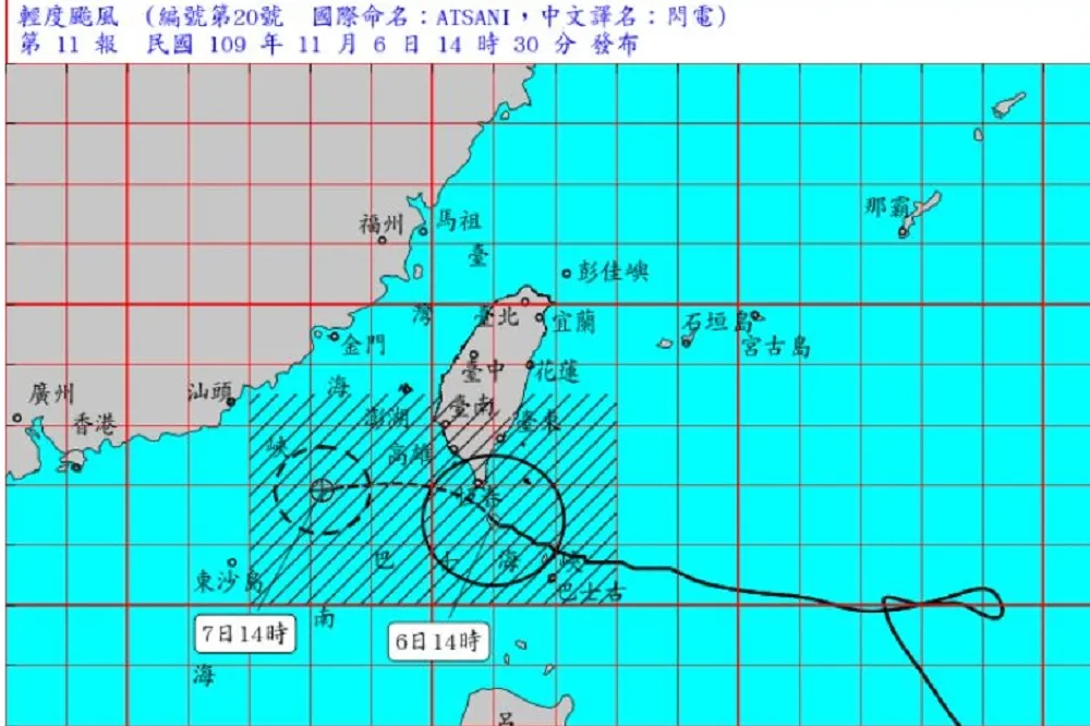 【輕颱閃電】逼近台灣速度變慢　花東及恆春半島嚴防豪雨