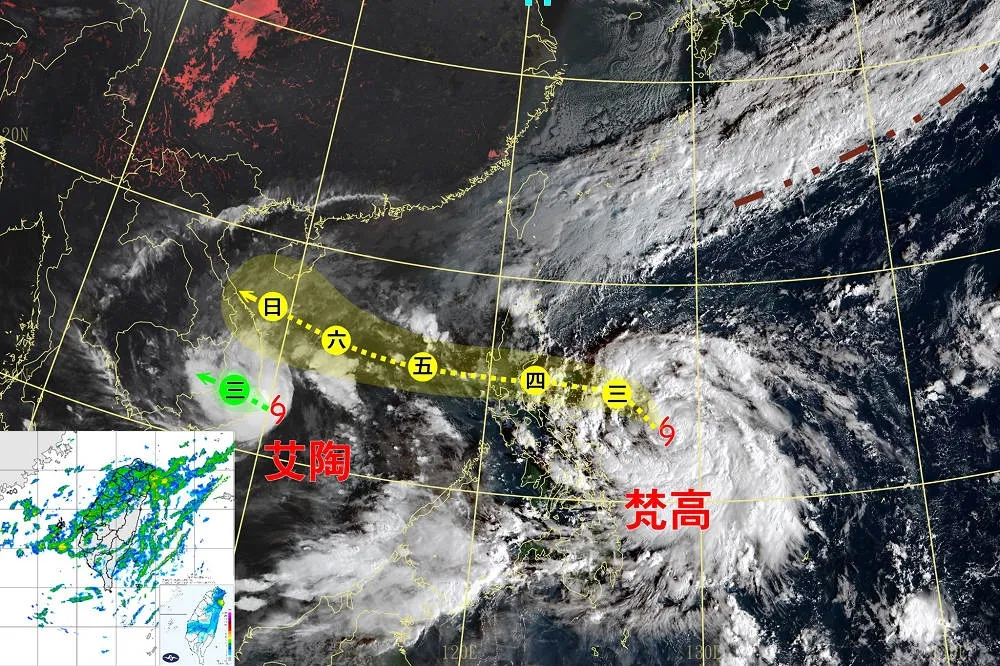 雙颱朝越南前進　梵高增強中「台灣東半部防長浪」