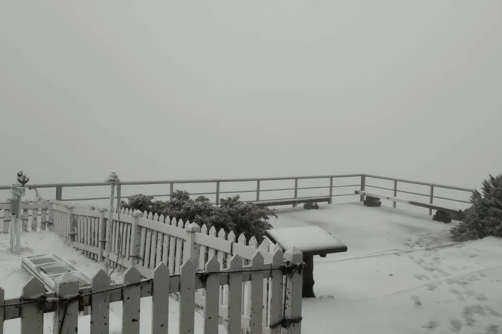 玉山降雪了　24日清晨下雪一小時積雪1公分