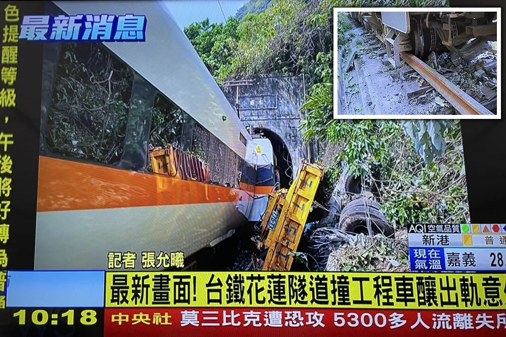 【快訊】台鐵太魯閣號花蓮清水隧道撞工程車　「2、3車」發生出軌意外1命危2傷