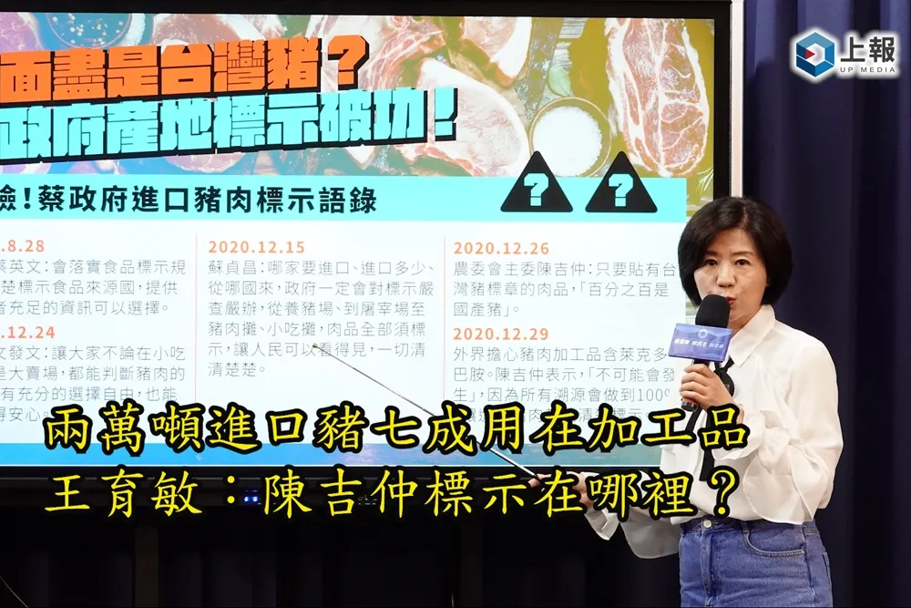 【影片】2萬噸進口豬7成用在加工品　王育敏：陳吉仲標示在哪裡？